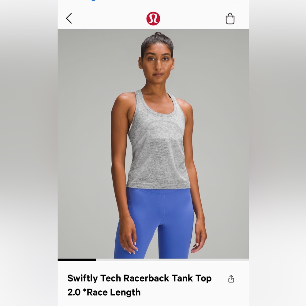 Lulu lemon Swiftly tech racer back tank top size 12